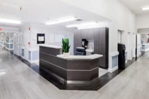 The nurses' station at the San Joaquin Nursing and Rehab facility